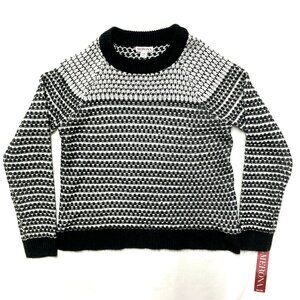 Womens Sweater Merona Size Small Black White Colorblock check